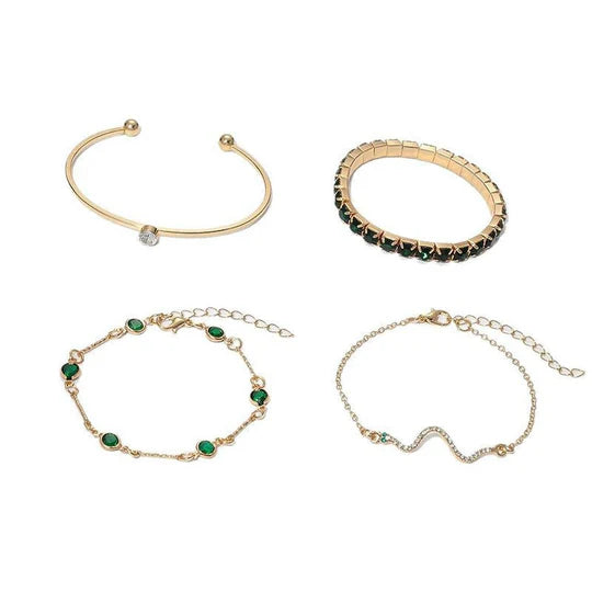 Emerald Glamour Bracelet Set