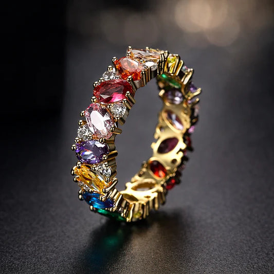 Stunning Ring with multicolored Cubic Zirconia.