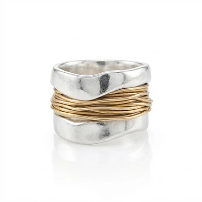 Silver Ring with Gold threads