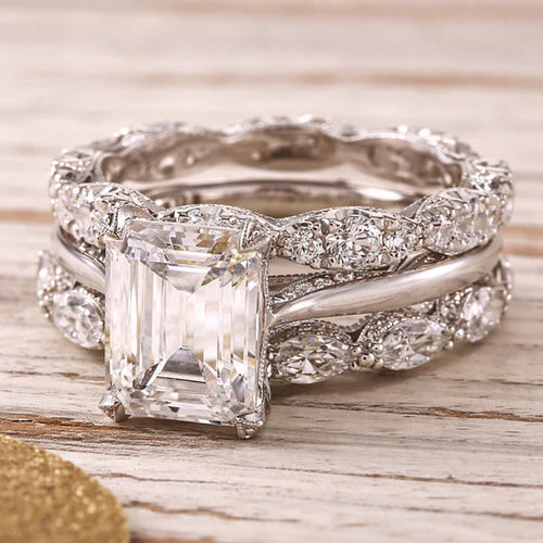 Shiny Silver Ring with Layers of Cubic Zirconia.