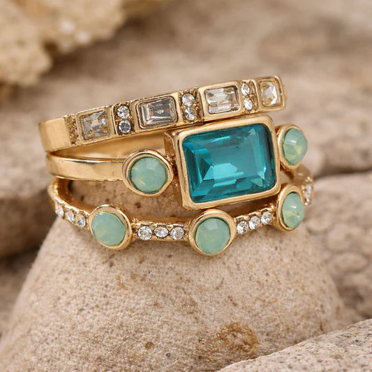 Ring Studded with Blue Stones and Cubic zirconia.