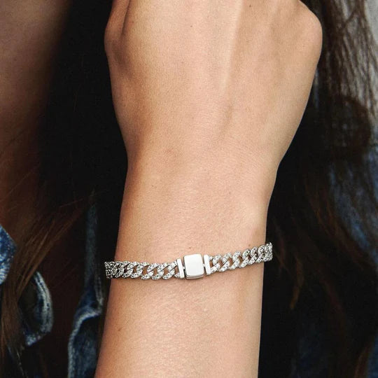 Wide gold Cuban bracelet