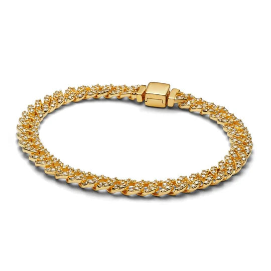 Wide gold Cuban bracelet