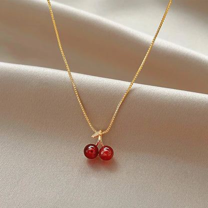 Cherry Necklace in Gold