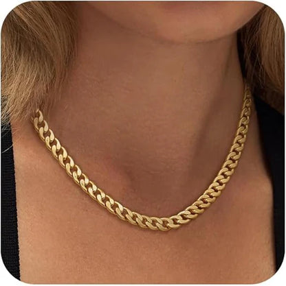 Cuban necklace with thick gold chains.