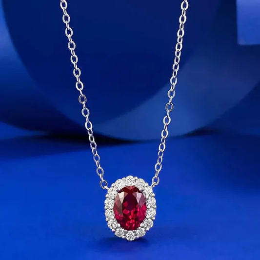 Ruby and moissanite necklace
