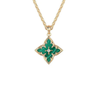 Gold Emerald Clover Pendant Necklace