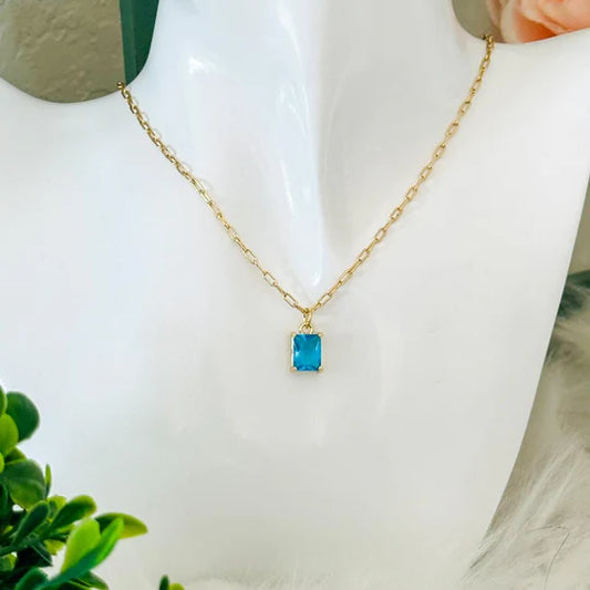 Necklace with emerald-cut pendant