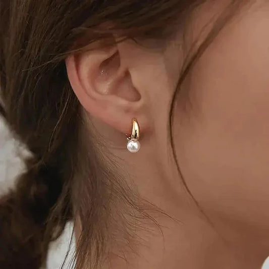 Small gold-plated pearl earrings