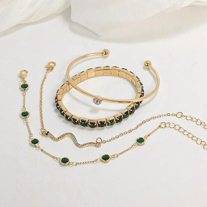 Emerald Glamour Bracelet Set
