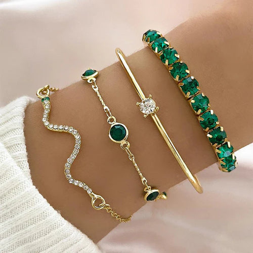 Emerald Glamour Bracelet Set